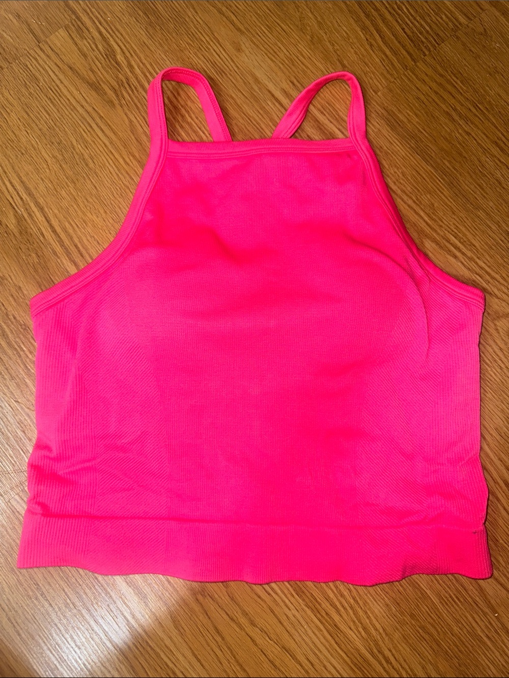 High-Neck Sports Bra Crop Top in Hot Pink